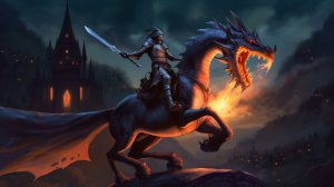 The Wizard Knight and Dragon Horse created with Midjourney AI.