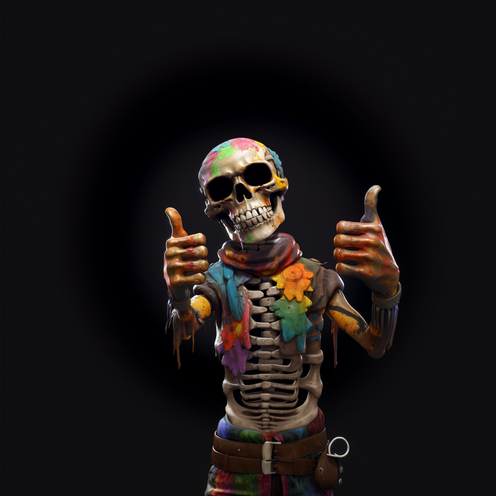 Colorful Thumbs Up Skeleton | New Halloween Redbubble AI Design